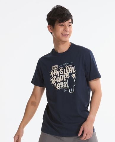  SKECHERS - Áo thun nam cổ tròn tay ngắn in họa tiết 