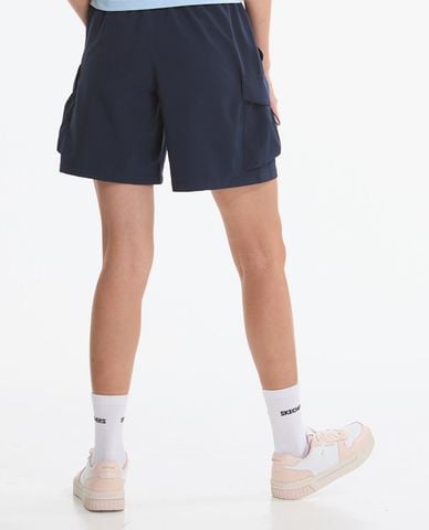  SKECHERS - Quần short nữ ống rộng phối túi hộp 