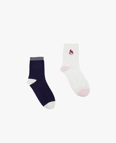  SKECHERS - Set 2 vớ nữ cổ cao Hello Kitty & My Melody 