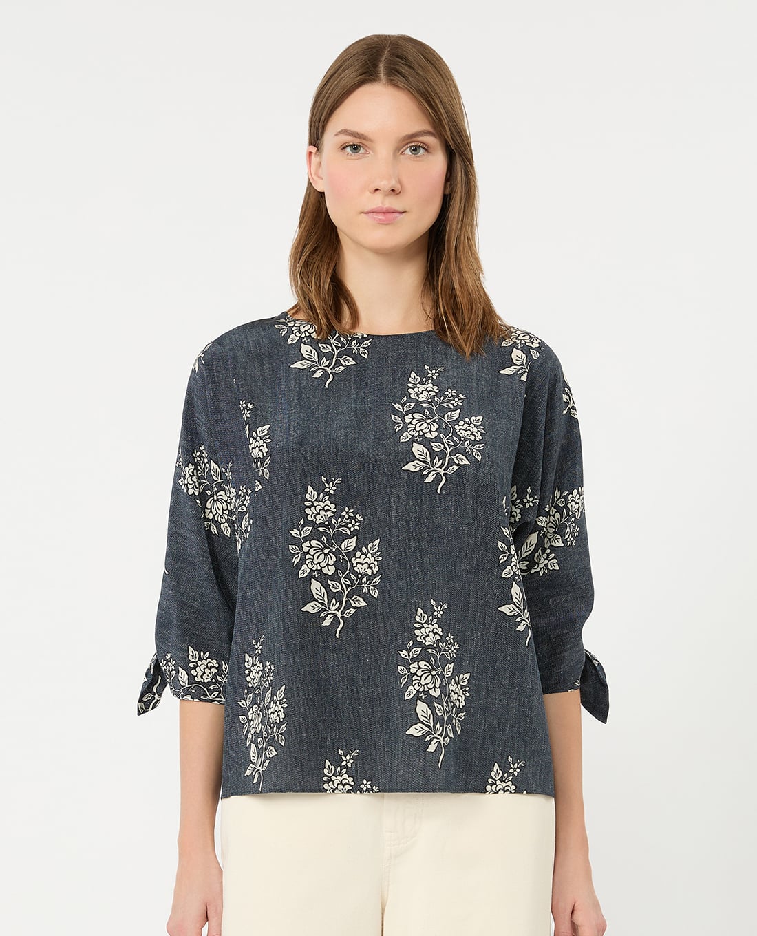 WEEKEND MAX MARA - Áo kiểu nữ cổ tròn tay dài in họa tiết Wkdadone