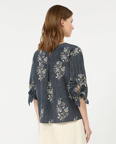  WEEKEND MAX MARA - Áo kiểu nữ cổ tròn tay dài in họa tiết Wkdadone 