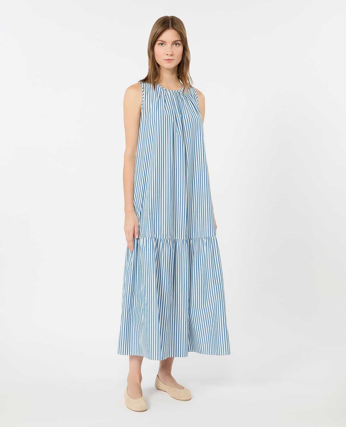 WEEKEND MAX MARA - Đầm sát nách midi kẻ sọc Wkdcapo