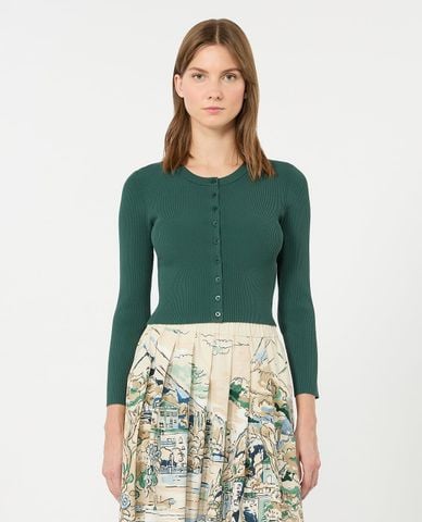  WEEKEND MAX MARA - Áo khoác dệt kim nữ cổ tròn tay dài Wkdtennis 