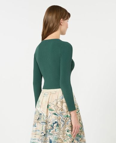  WEEKEND MAX MARA - Áo khoác dệt kim nữ cổ tròn tay dài Wkdtennis 