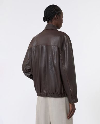  WEEKEND MAX MARA - Áo khoác da cổ nữ bẻ tay dài Wkdcose 
