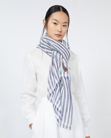  WEEKEND MAX MARA - Khăn choàng nữ chữ nhật kẻ sọc Wkapera 