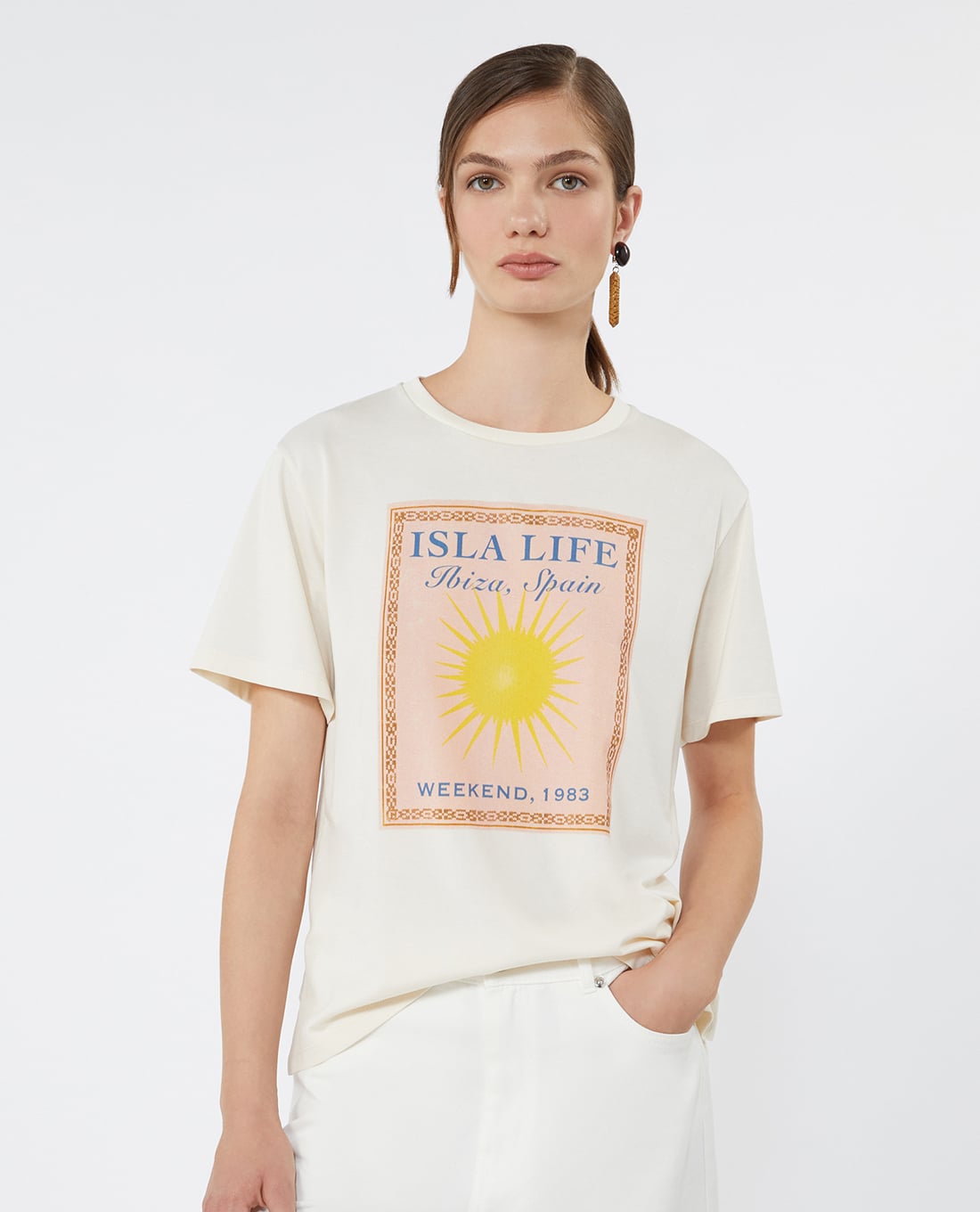 WEEKEND MAX MARA - Áo thun nữ cổ tròn tay ngắn Wkdpantera