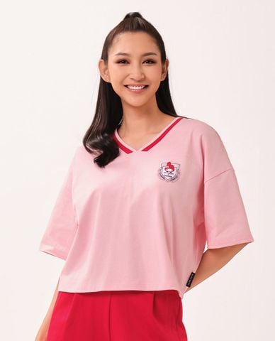  SKECHERS - Áo thun nữ cổ V tay ngắn Hello Kitty & My Melody 