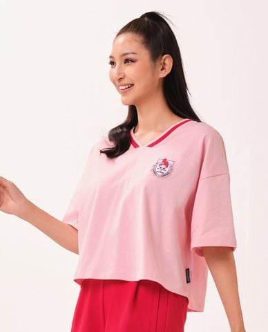  SKECHERS - Áo thun nữ cổ V tay ngắn Hello Kitty & My Melody 