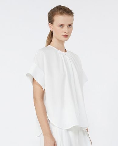  WEEKEND MAX MARA - Áo kiểu nữ cổ nhún tay ngắn Wkdeducata 