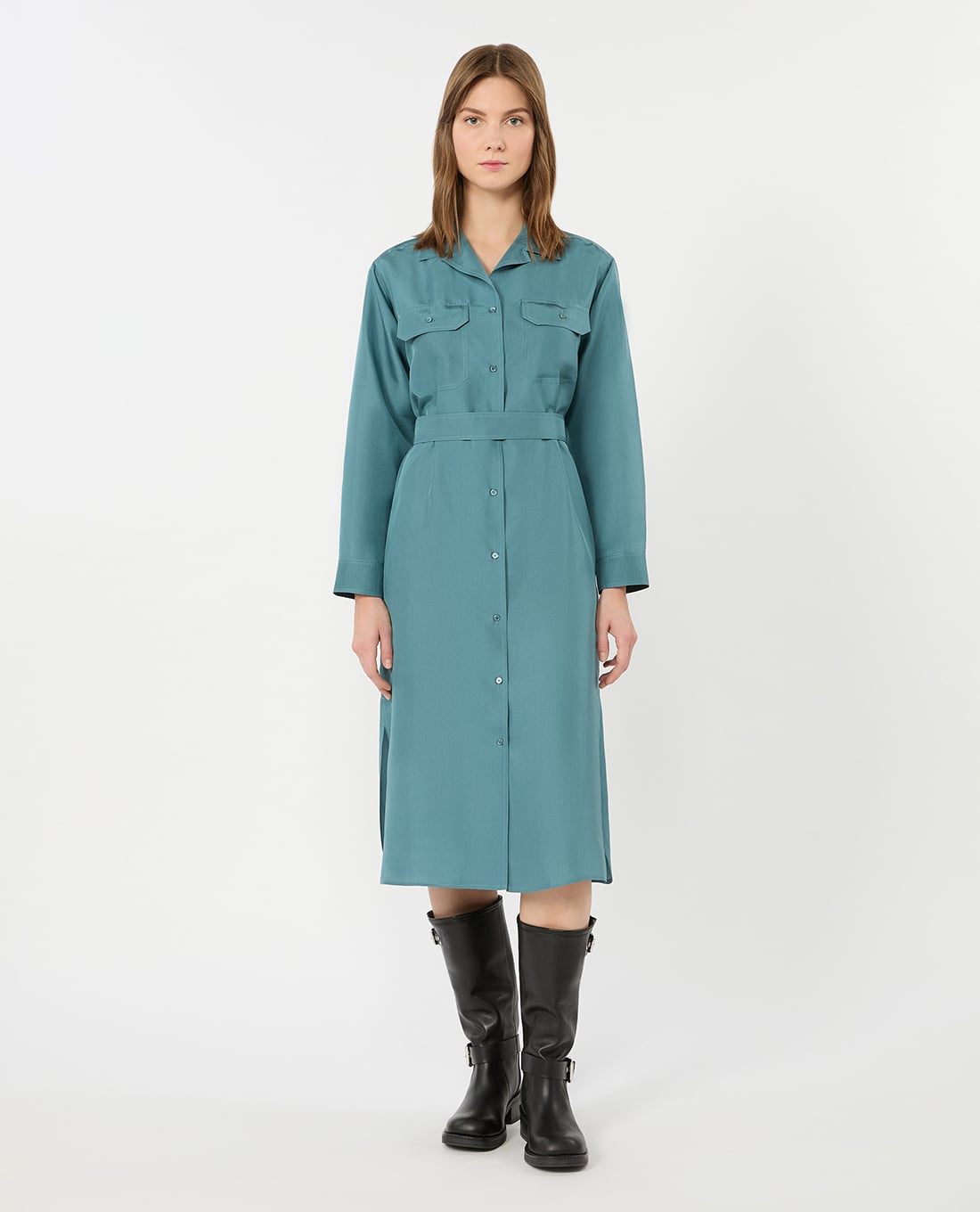 WEEKEND MAX MARA - Đầm sơ mi midi thắt eo Wkdedile