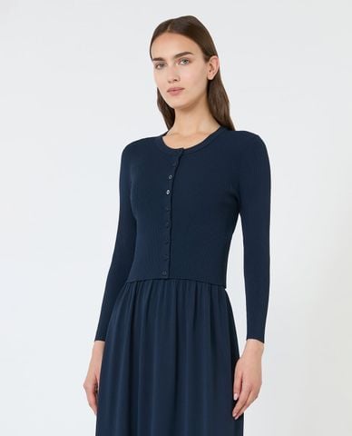  WEEKEND MAX MARA - Áo khoác dệt kim nữ cổ tròn tay dài Wkdtennis 