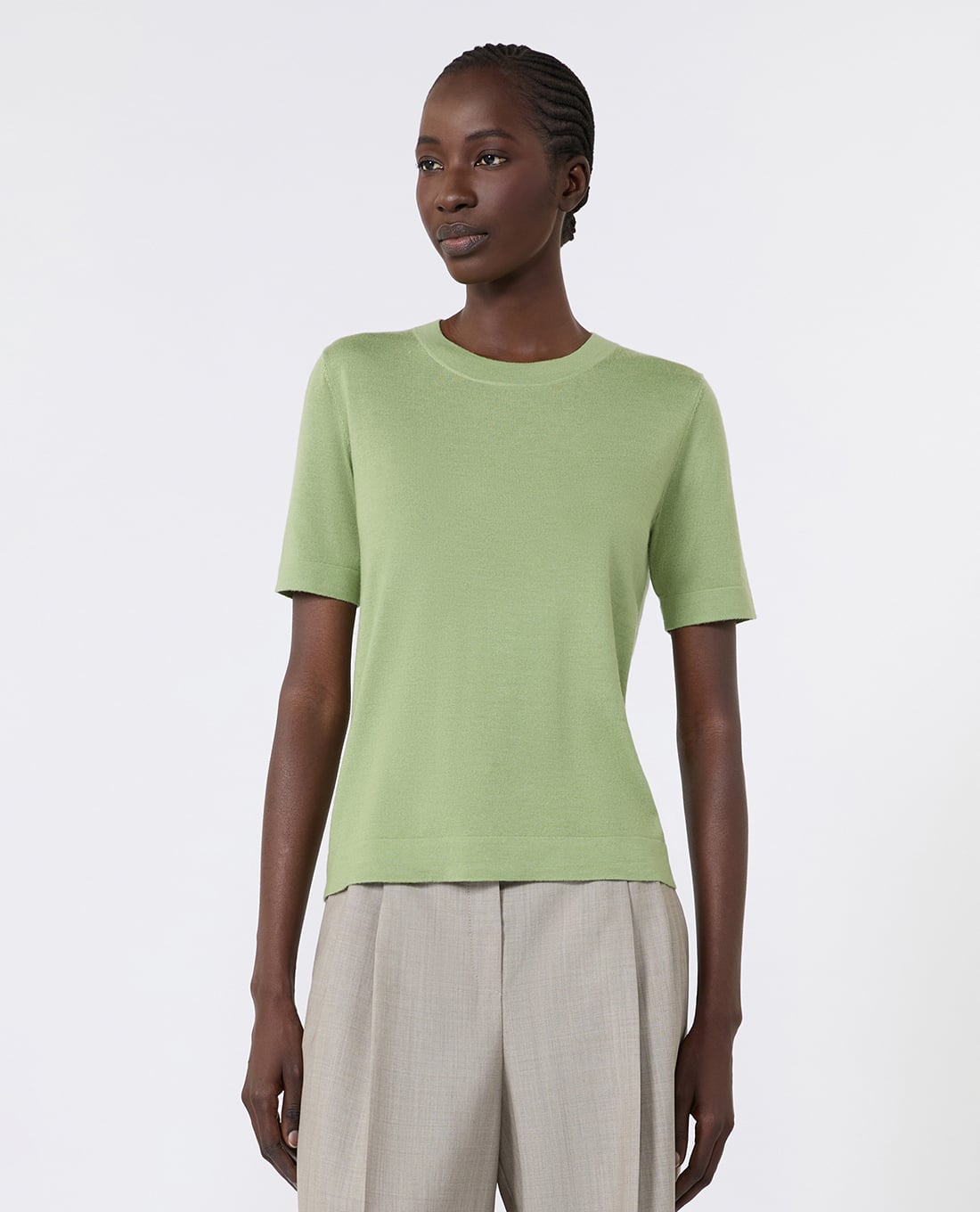 WEEKEND MAX MARA - Áo dệt kim nữ cổ tròn tay ngắn Wkdtapioca