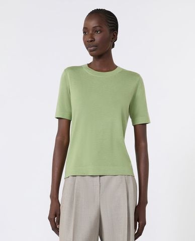  WEEKEND MAX MARA - Áo dệt kim nữ cổ tròn tay ngắn Wkdtapioca 