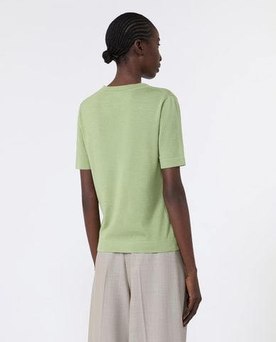  WEEKEND MAX MARA - Áo dệt kim nữ cổ tròn tay ngắn Wkdtapioca 