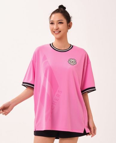  SKECHERS - Áo thun nữ cổ tròn tay ngắn Game On Iconic 