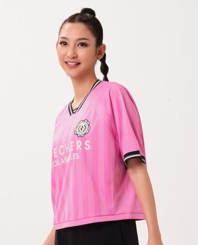  SKECHERS - Áo thun nữ cổ V tay ngắn Game On 