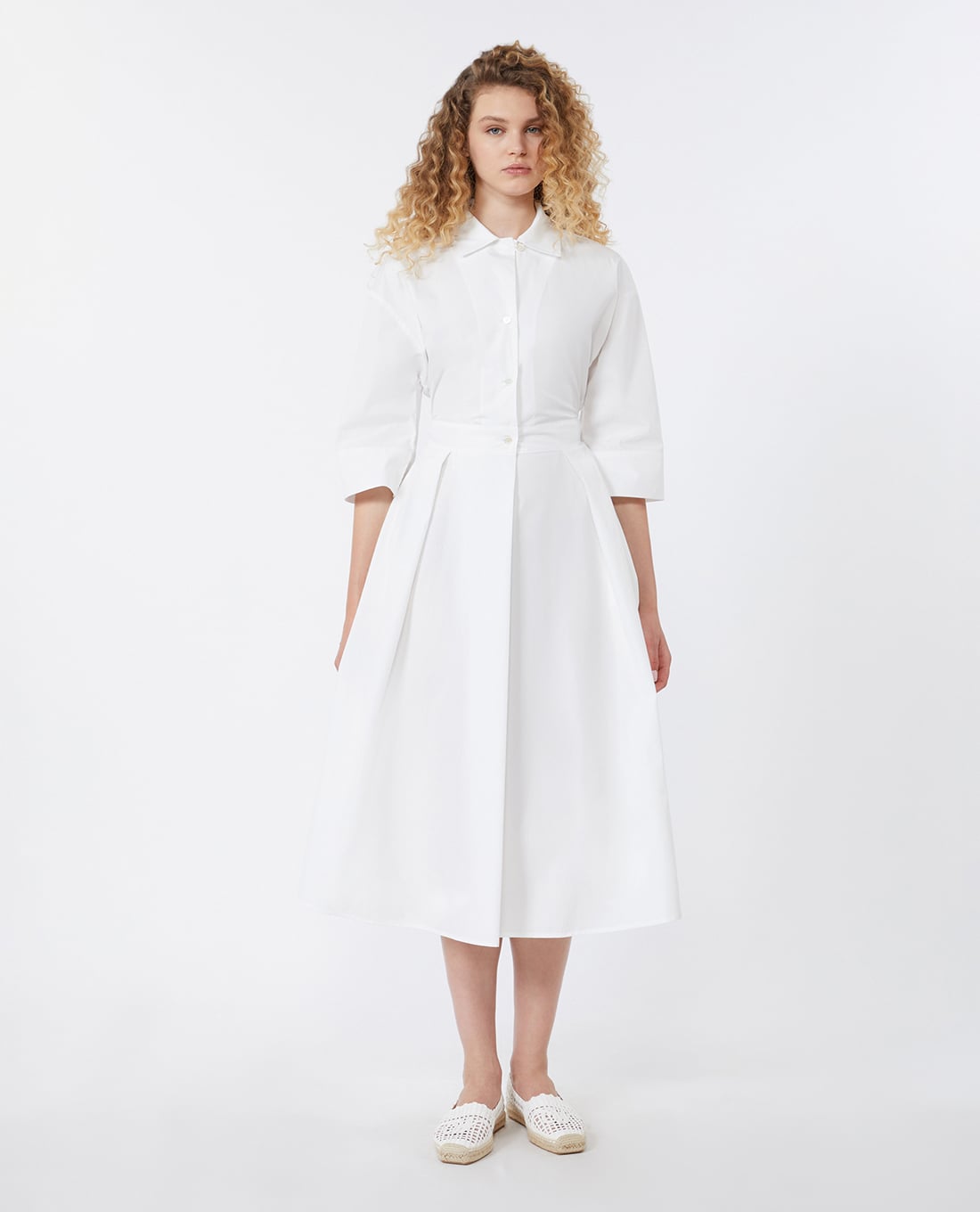 WEEKEND MAX MARA - Đầm sơ mi midi cổ ve tay lửng Wkdpadana