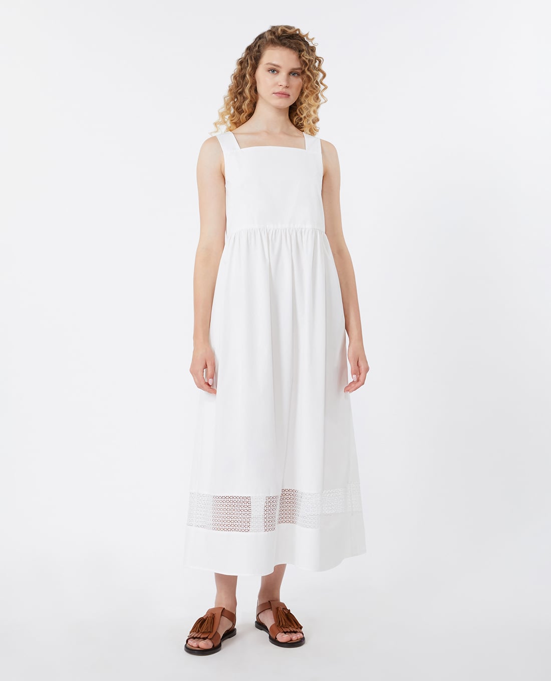 WEEKEND MAX MARA - Đầm hai dây midi cổ vuông Wkdgola