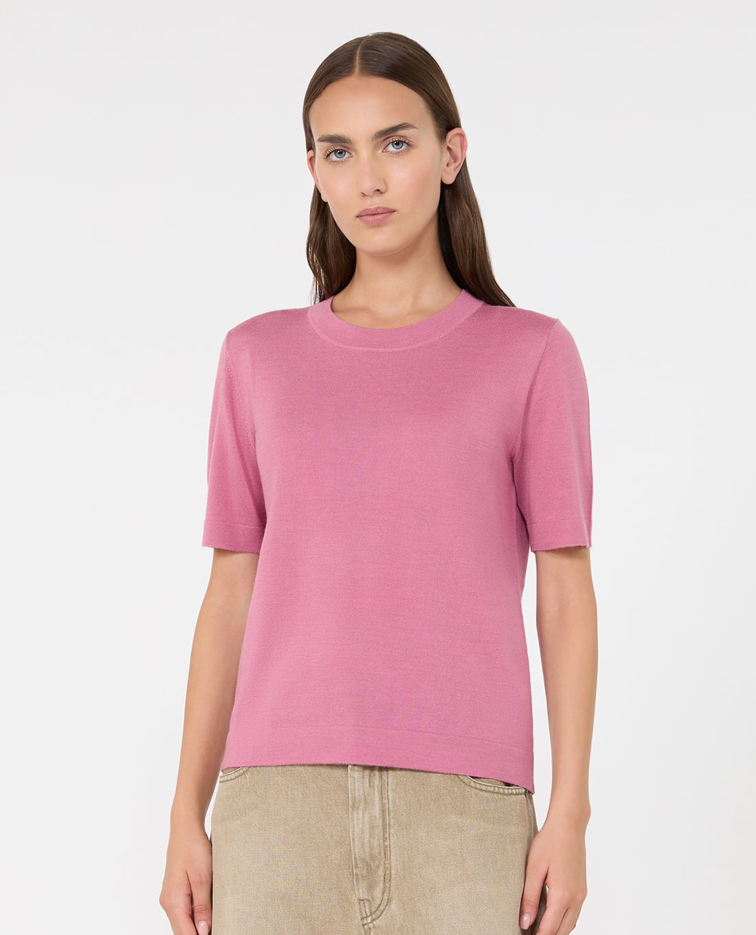 WEEKEND MAX MARA - Áo dệt kim nữ cổ tròn tay ngắn Wkdtapioca