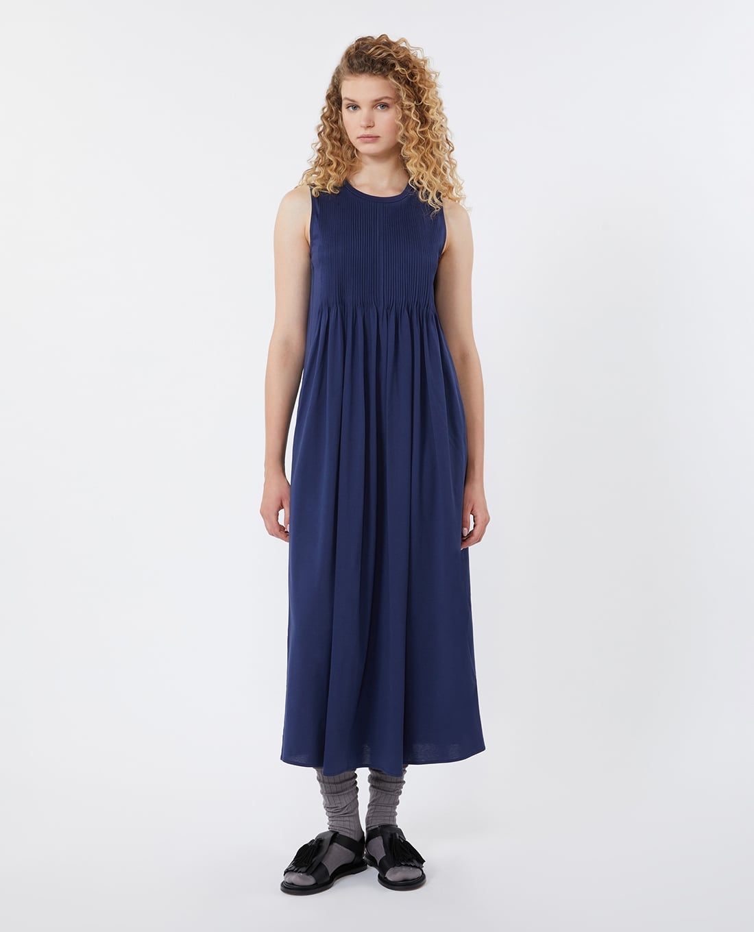 WEEKEND MAX MARA - Đầm sát nách midi xếp li Wkdricordo