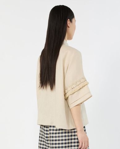  WEEKEND MAX MARA - Áo sơ mi nữ tay lửng phối ren Wkipala 