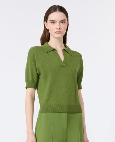  WEEKEND MAX MARA - Áo dệt kim nữ cổ V tay ngắn Wkdalbero 