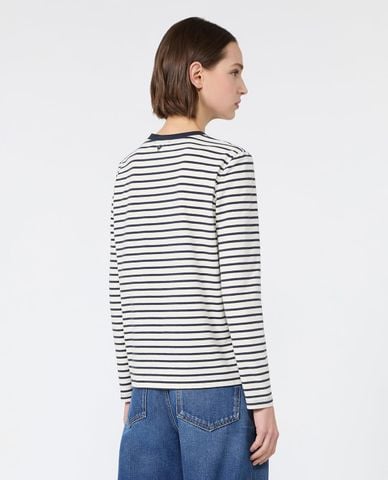  WEEKEND MAX MARA - Áo thun nữ cổ tròn tay dài kẻ sọc Wkdvicino 