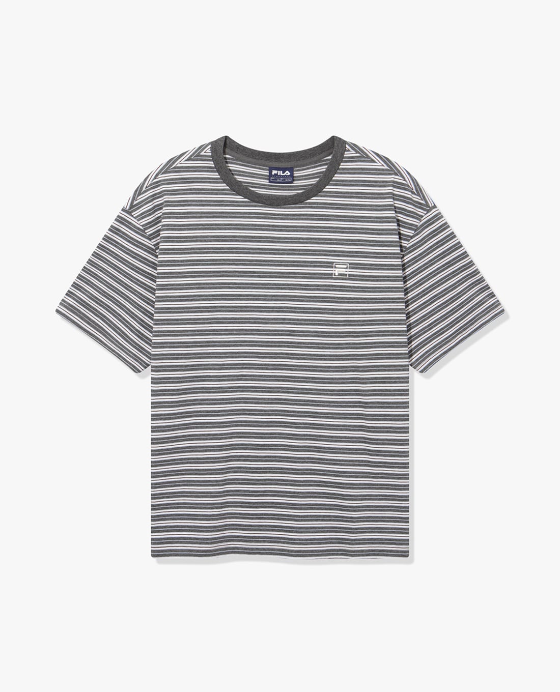 FILA - Áo thun unisex cổ tròn tay ngắn kẻ sọc