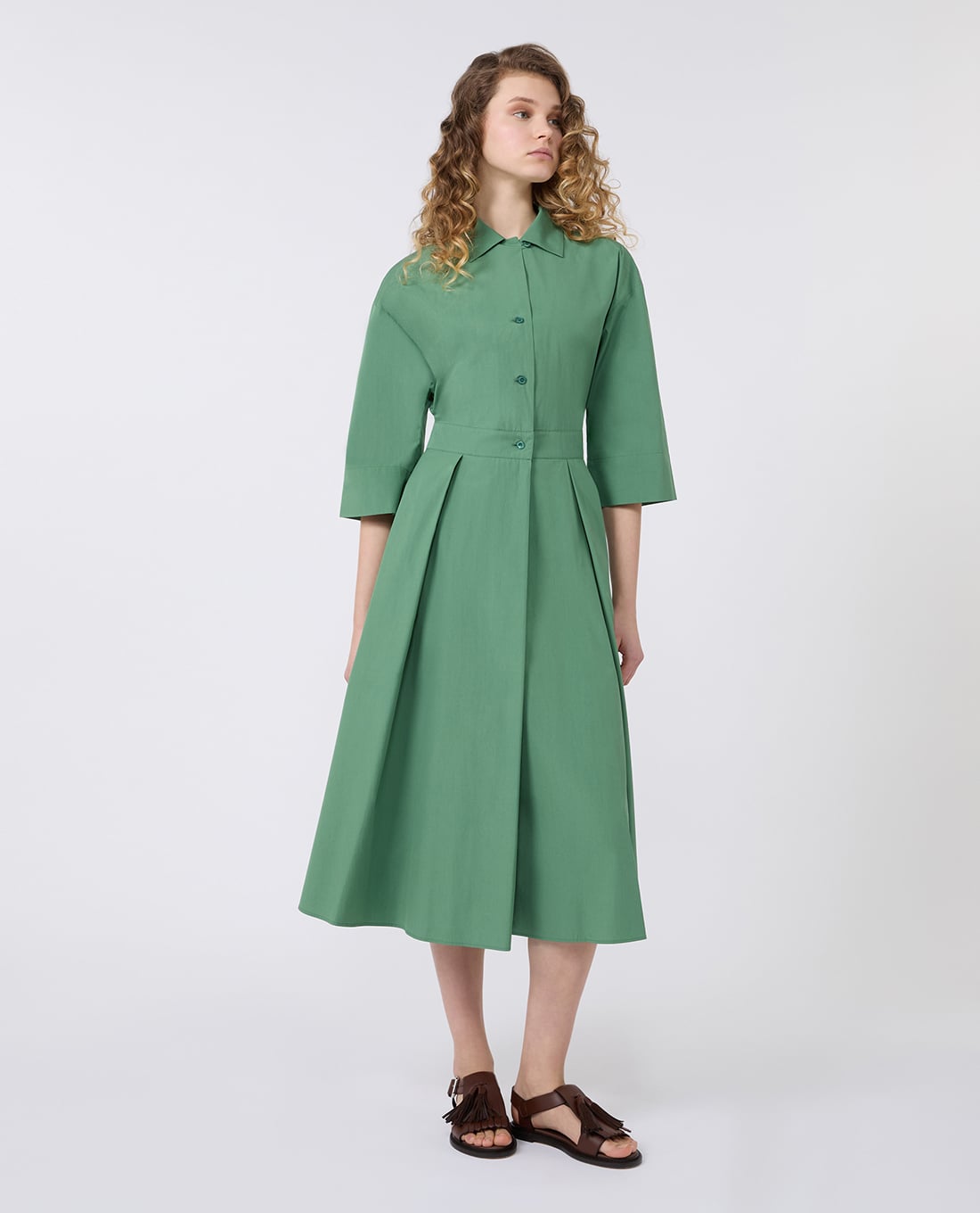 WEEKEND MAX MARA - Đầm sơ mi midi cổ ve tay lửng Wkdpadana
