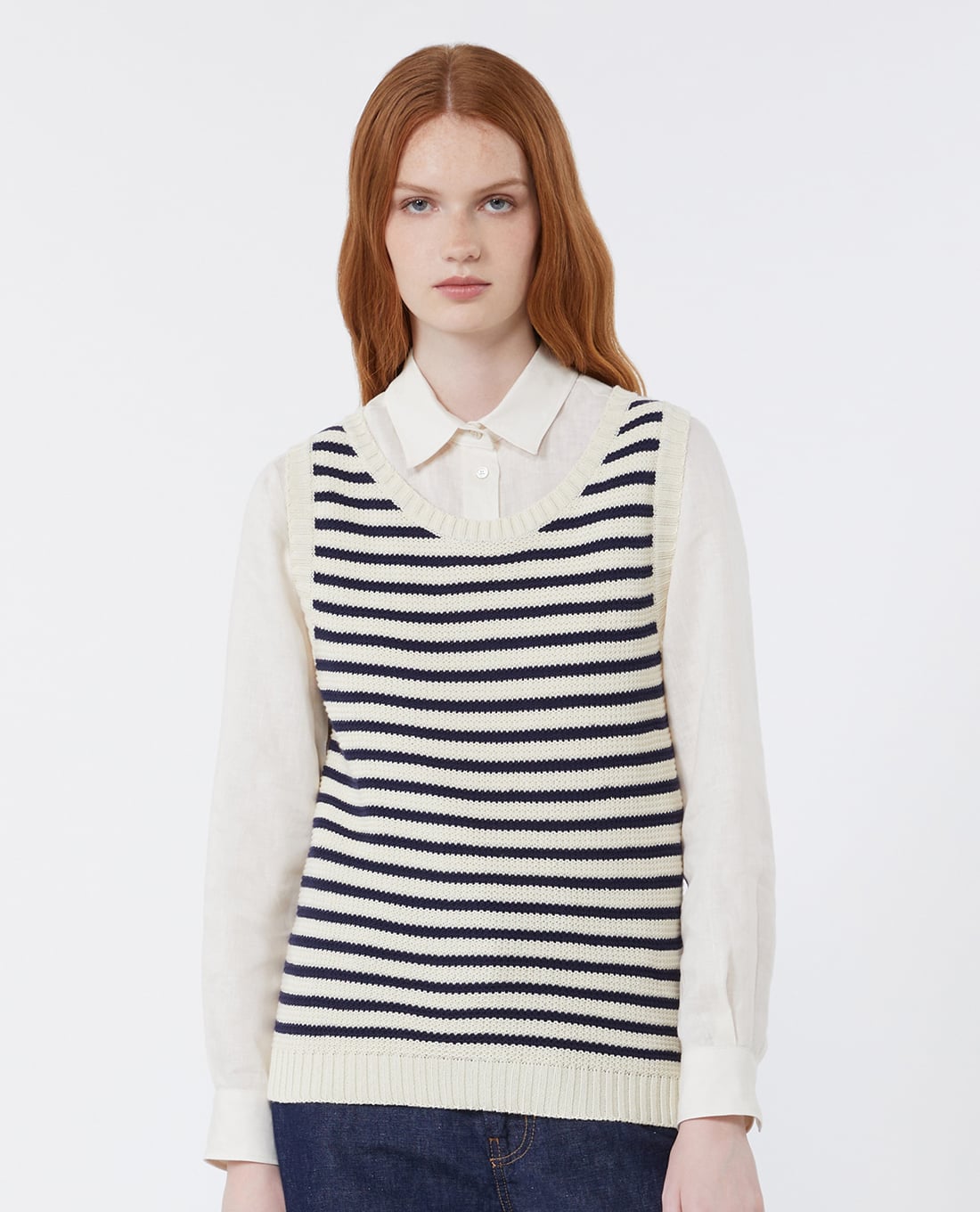 WEEKEND MAX MARA - Áo dệt kim nữ sát nách kẻ sọc Wkdmadia