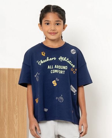  SKECHERS - Áo thun trẻ em tay ngắn Basketball Culture 