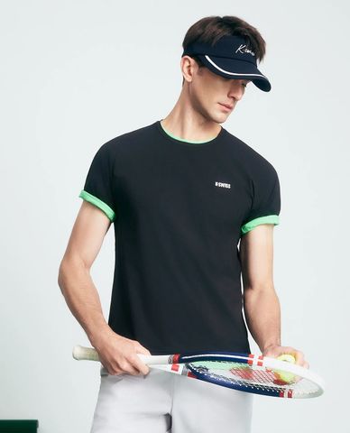  K-SWISS - Áo thun nam cổ tròn tay ngắn phối logo 