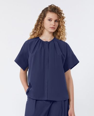  WEEKEND MAX MARA - Áo kiểu nữ cổ nhún tay ngắn Wkdeducata 