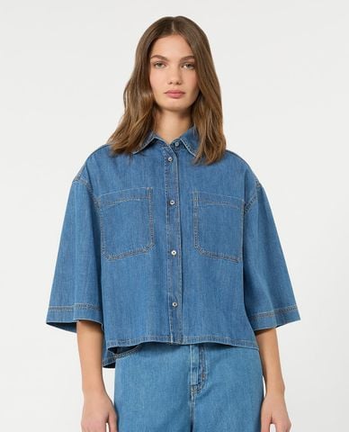  WEEKEND MAX MARA - Áo sơ mi denim nữ tay lửng Wkdzannata 