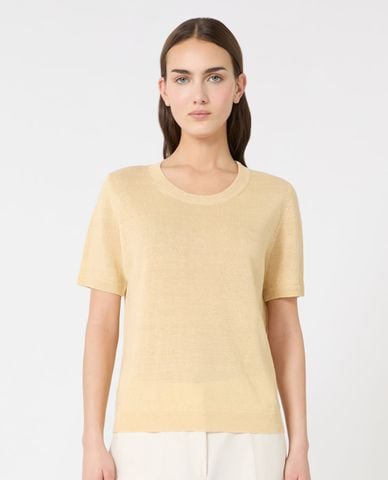  WEEKEND MAX MARA - Áo dệt kim nữ cổ tròn tay ngắn Wkdpancone 