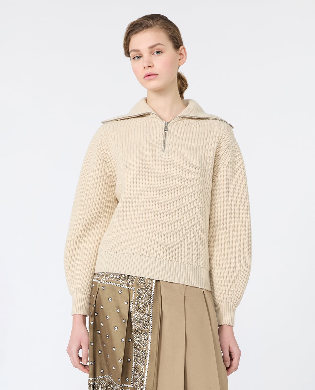 WEEKEND MAX MARA - Áo dệt kim nữ tay dài khóa zip Wkdlaser