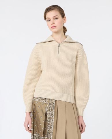  WEEKEND MAX MARA - Áo dệt kim nữ tay dài khóa zip Wkdlaser 