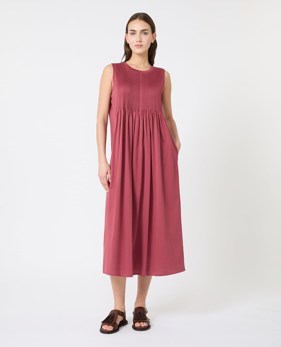 WEEKEND MAX MARA - Đầm sát nách midi xếp li Wkdricordo