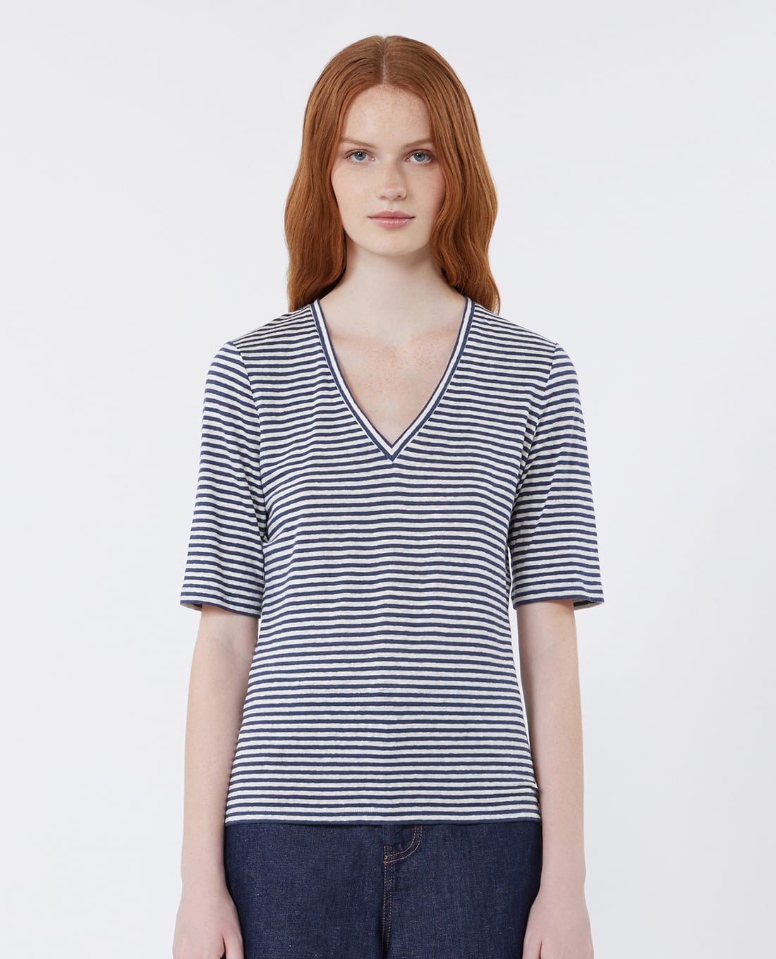 WEEKEND MAX MARA - Áo thun nữ cổ V tay ngắn Wkdopzione