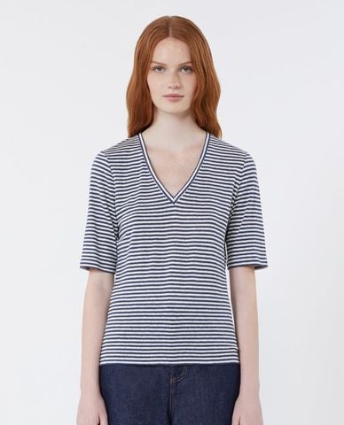  WEEKEND MAX MARA - Áo thun nữ cổ V tay ngắn Wkdopzione 