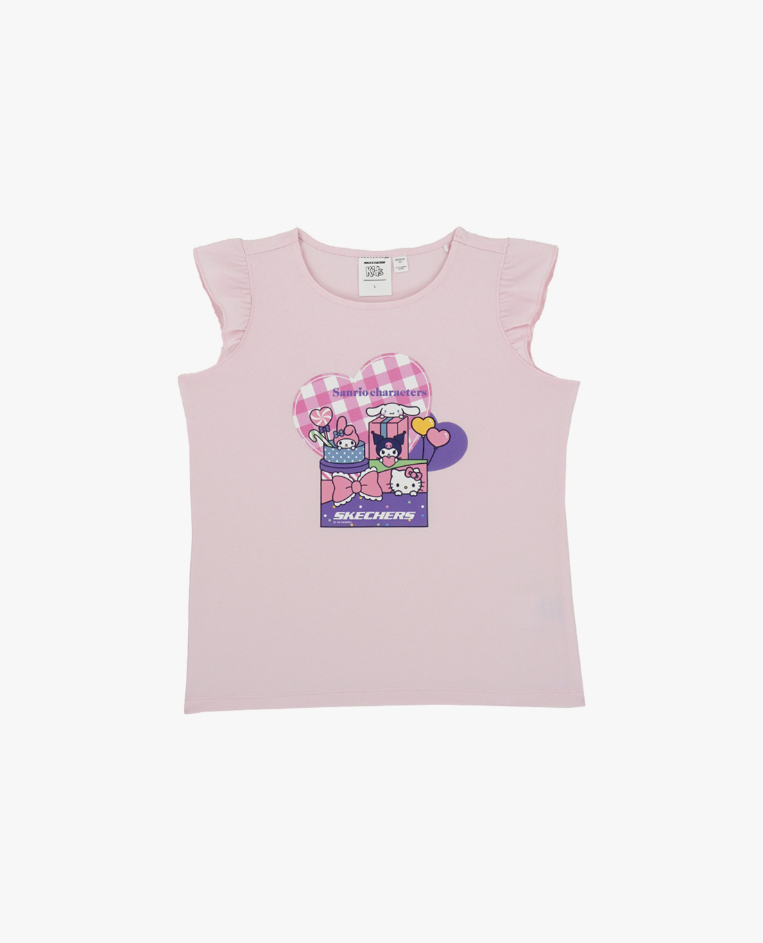 SKECHERS - Áo thun bé gái cổ tròn phối bèo Sanrio