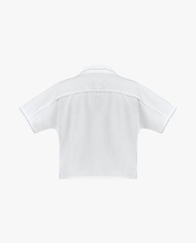  GIGI - Áo sơ mi nữ tay ngắn phom croptop viền ren 