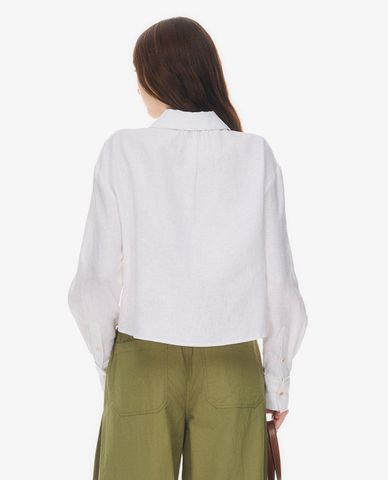  GIGI - Áo sơ mi nữ cổ bẻ tay dài phom croptop 