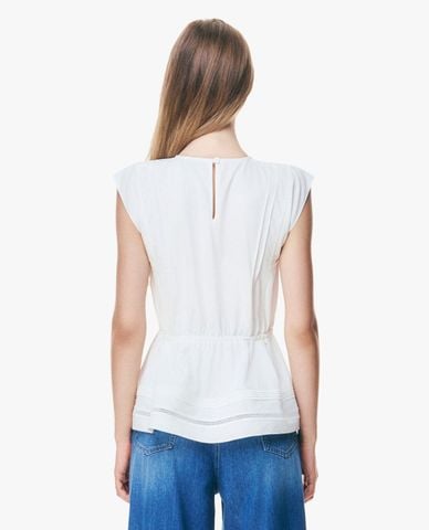  GIGI - Áo sát nách nữ dáng xòe bo eo phối ren 