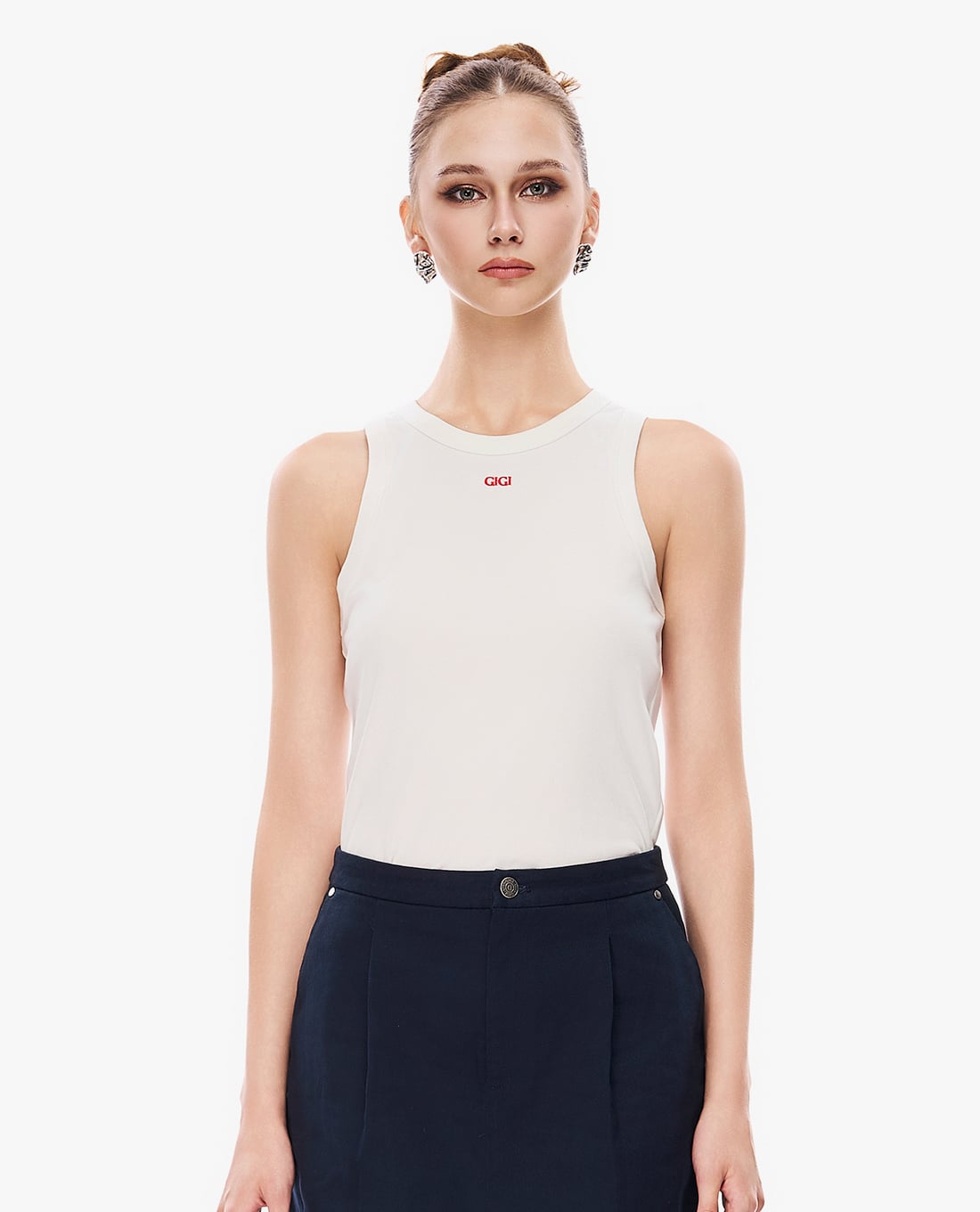 GIGI - Áo ba lỗ nữ cổ tròn phối logo