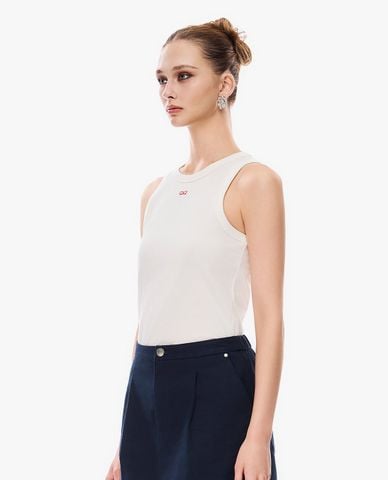  GIGI - Áo ba lỗ nữ cổ tròn phối logo 