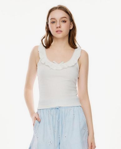  GIGI - Áo hai dây nữ cổ tròn viền ren 