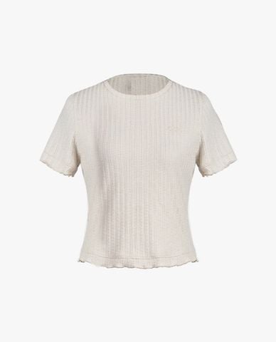  GIGI - Áo dệt kim nữ cổ tròn tay ngắn phom ôm 