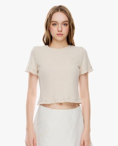  GIGI - Áo dệt kim nữ cổ tròn tay ngắn phom ôm 